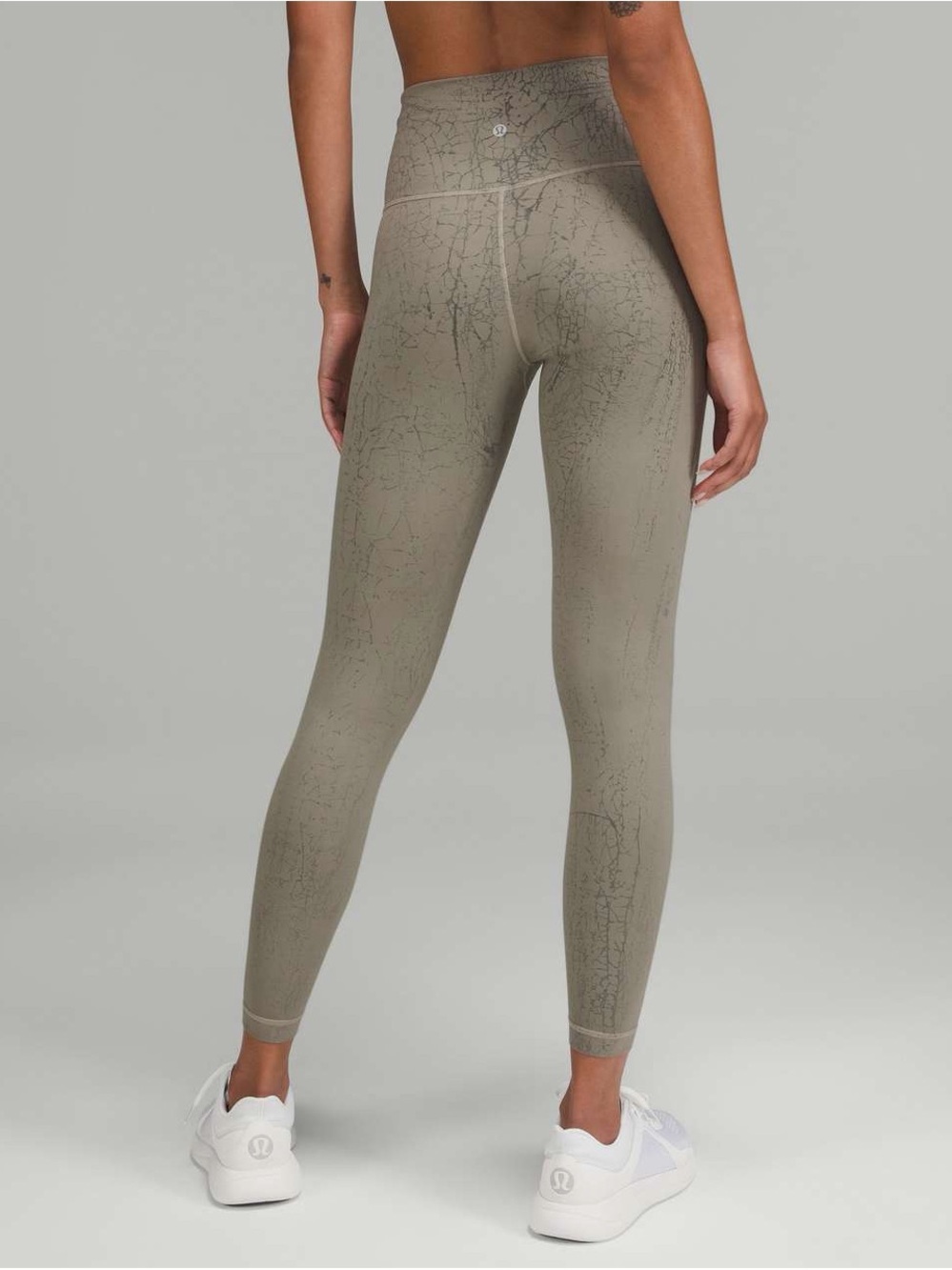 Lululemon Wunder Under 25” Leggings Gray Black Crackle Print High Rise Yoga - 4 - Picture 2 of 8